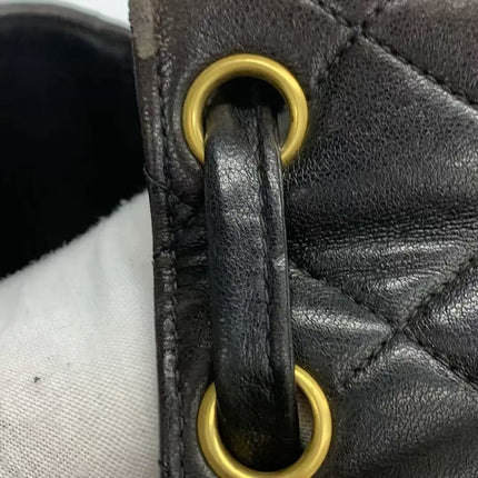 Chanel Vintage 1994-1996 Duma Backpack Black Lambskin Leather Gold Hardware