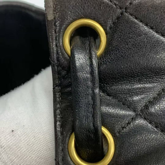 Chanel Vintage 1994-1996 Duma Backpack Black Lambskin Leather Gold Hardware