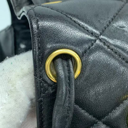 Chanel Vintage 1994-1996 Duma Backpack Black Lambskin Leather Gold Hardware