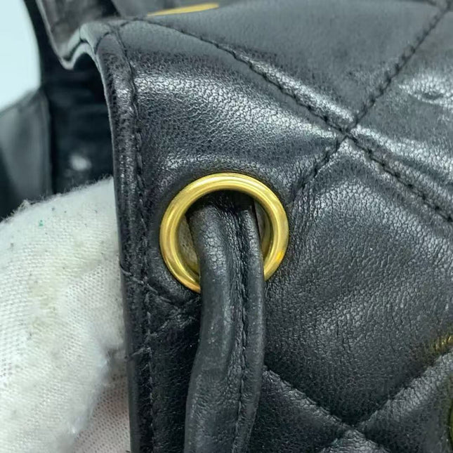 Chanel Vintage 1994-1996 Duma Backpack Black Lambskin Leather Gold Hardware