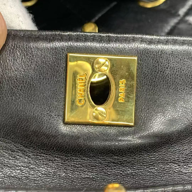 Chanel Vintage 1994-1996 Duma Backpack Black Lambskin Leather Gold Hardware