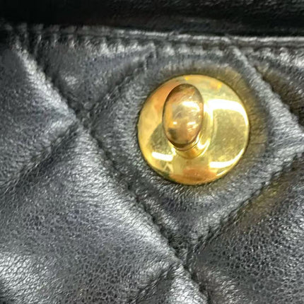 Chanel Vintage 1994-1996 Duma Backpack Black Lambskin Leather Gold Hardware