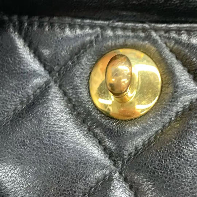 Chanel Vintage 1994-1996 Duma Backpack Black Lambskin Leather Gold Hardware