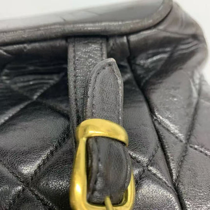 Chanel Vintage 1994-1996 Duma Backpack Black Lambskin Leather Gold Hardware