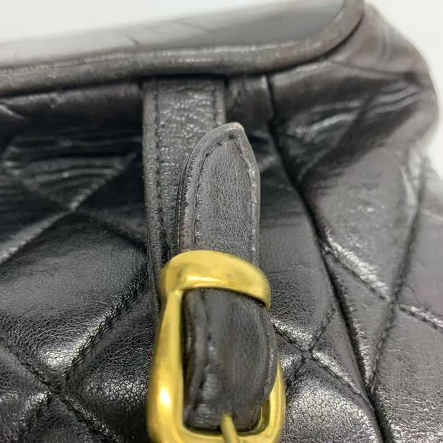 Chanel Vintage 1994-1996 Duma Backpack Black Lambskin Leather Gold Hardware