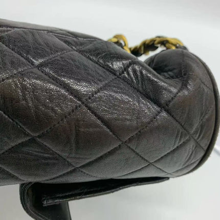 Chanel Vintage 1994-1996 Duma Backpack Black Lambskin Leather Gold Hardware