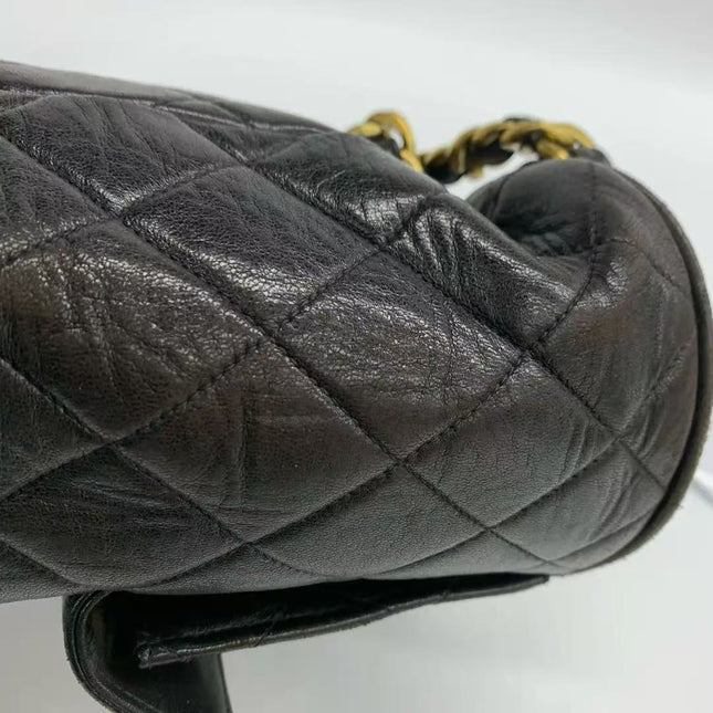 Chanel Vintage 1994-1996 Duma Backpack Black Lambskin Leather Gold Hardware