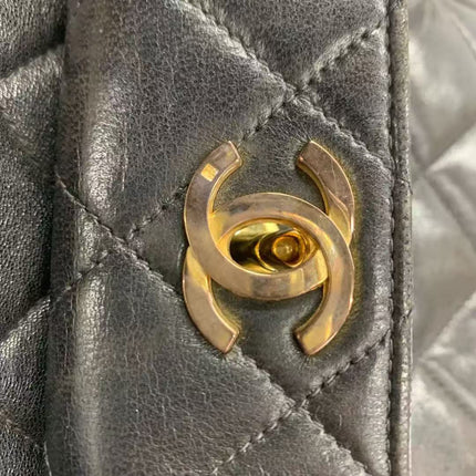 Chanel Vintage 1994-1996 Duma Backpack Black Lambskin Leather Gold Hardware