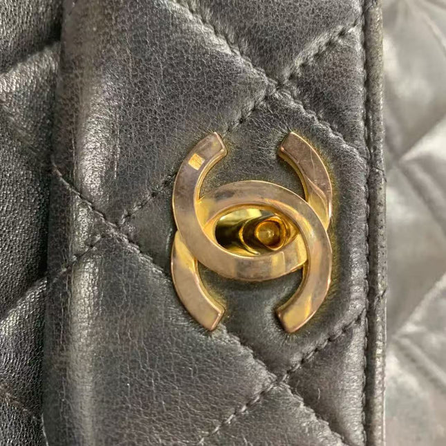 Chanel Vintage 1994-1996 Duma Backpack Black Lambskin Leather Gold Hardware