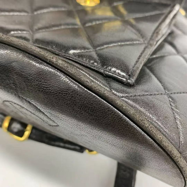 Chanel Vintage 1994-1996 Duma Backpack Black Lambskin Leather Gold Hardware