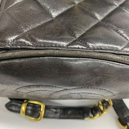 Chanel Vintage 1994-1996 Duma Backpack Black Lambskin Leather Gold Hardware