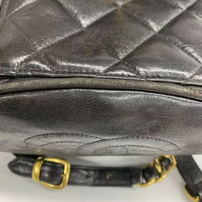 Chanel Vintage 1994-1996 Duma Backpack Black Lambskin Leather Gold Hardware