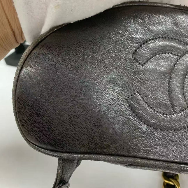 Chanel Vintage 1994-1996 Duma Backpack Black Lambskin Leather Gold Hardware
