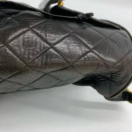Chanel Vintage 1994-1996 Duma Backpack Black Lambskin Leather Gold Hardware