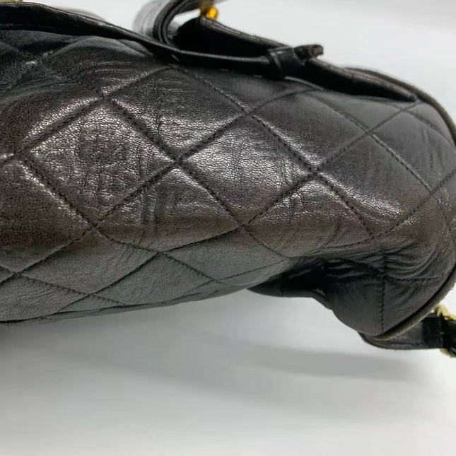 Chanel Vintage 1994-1996 Duma Backpack Black Lambskin Leather Gold Hardware