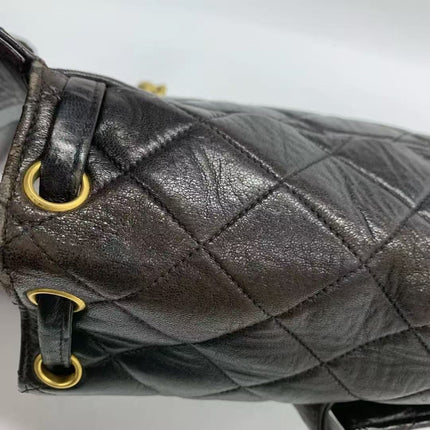 Chanel Vintage 1994-1996 Duma Backpack Black Lambskin Leather Gold Hardware