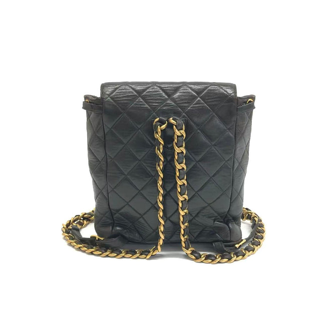 Chanel Vintage 1994-1996 Duma Backpack Black Lambskin Leather Gold Hardware