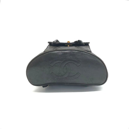 Chanel Vintage 1994-1996 Duma Backpack Black Lambskin Leather Gold Hardware