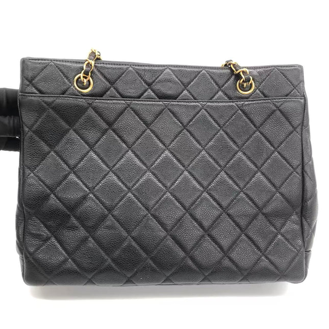 Chanel Wallet on Chain Classique rabat en cuir grainé noir, finition argentée