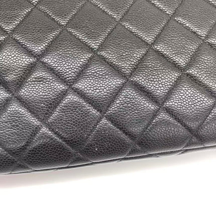 Chanel Vintage Black Caviar Leather Tote Gold Matelasse Chain