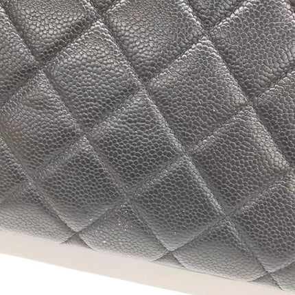 Chanel Vintage Black Caviar Leather Tote Gold Matelasse Chain