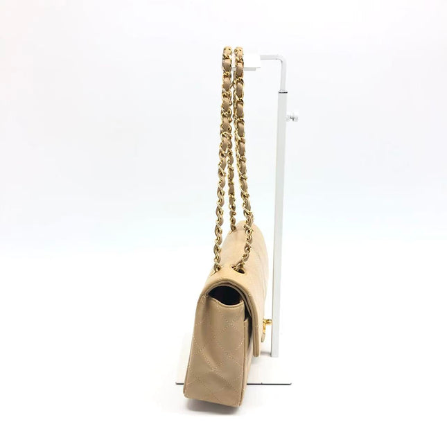 Chanel Classic Flap Medium Cuir d'agneau beige avec accastillage doré, 2009
