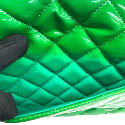 Chanel Classic Flap Jumbo Large Green Patent Leather Silver Hardware