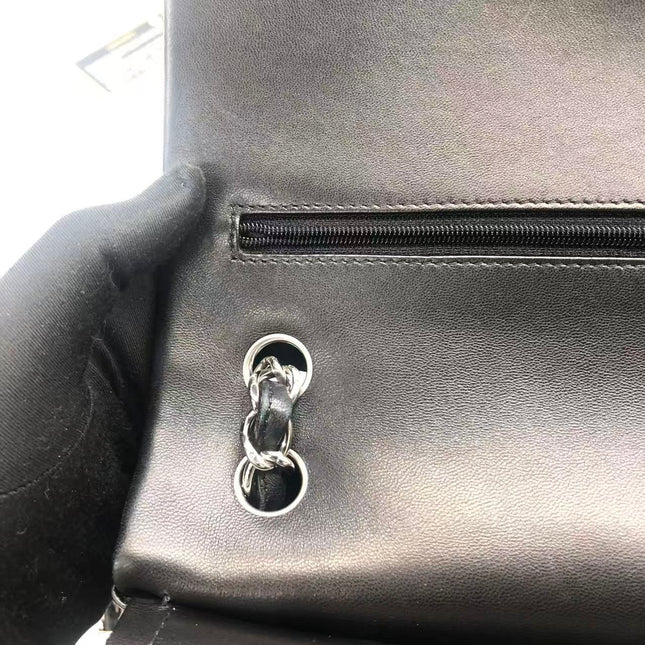 Chanel Classic Flap Jumbo Black Lambskin Leather Double Flap Silver Hardware 2013-2014