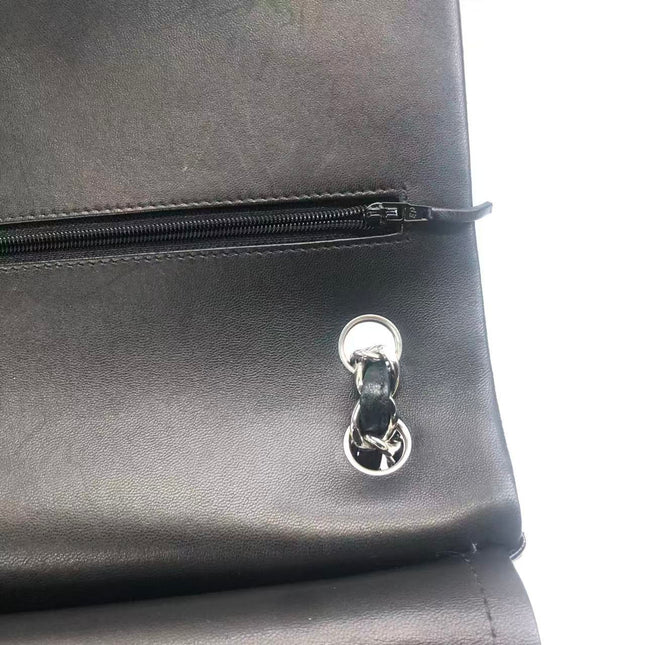 Chanel Classic Flap Jumbo Black Lambskin Leather Double Flap Silver Hardware 2013-2014