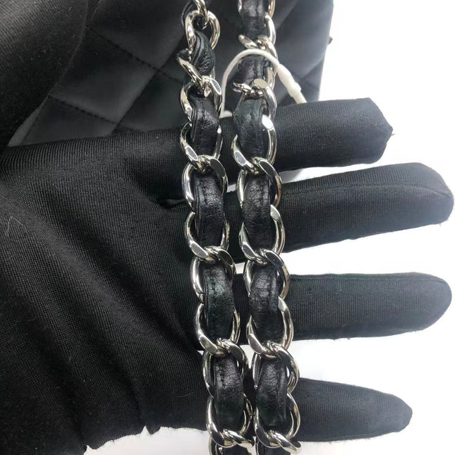 Chanel Classic Flap Jumbo Black Lambskin Leather Double Flap Silver Hardware 2013-2014