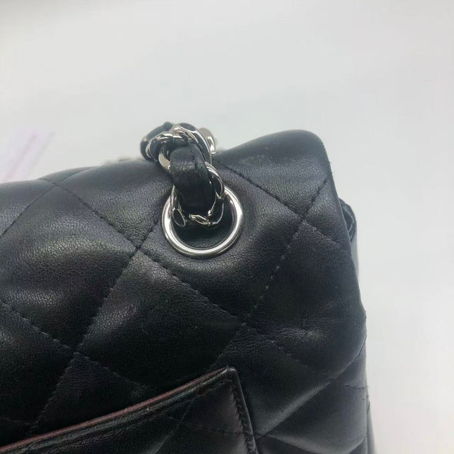 Chanel Classic Flap Jumbo Black Lambskin Leather Double Flap Silver Hardware 2013-2014