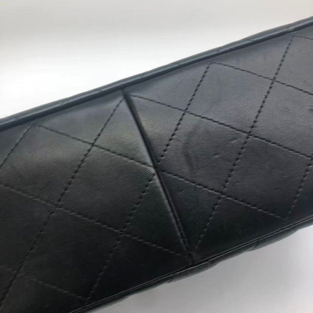 Chanel Classic Flap Jumbo Black Lambskin Leather Double Flap Silver Hardware 2013-2014