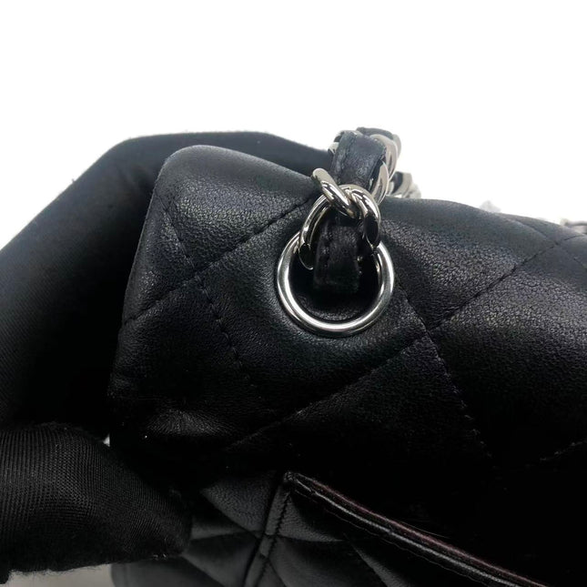 Chanel Classic Flap Jumbo Black Lambskin Leather Double Flap Silver Hardware 2013-2014