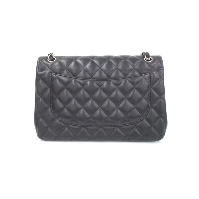 Chanel Classic Flap Jumbo Black Lambskin Leather Double Flap Silver Hardware 2013-2014