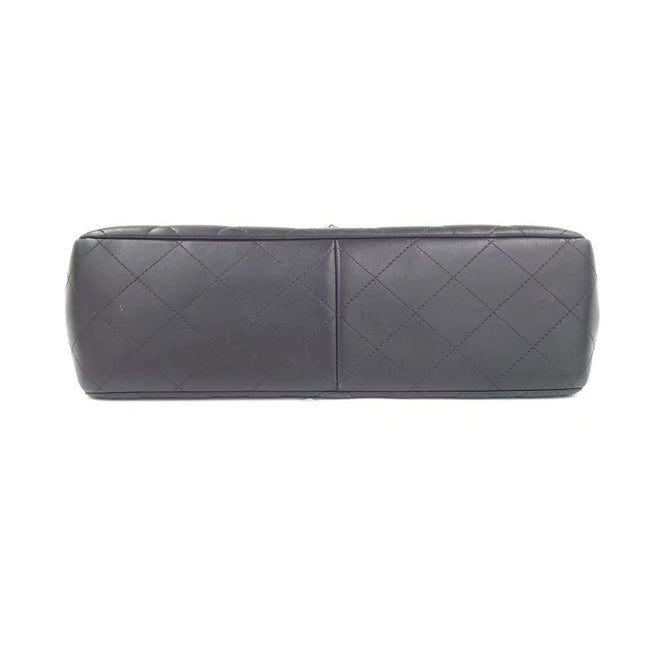 Chanel Classic Flap Jumbo Black Lambskin Leather Double Flap Silver Hardware 2013-2014