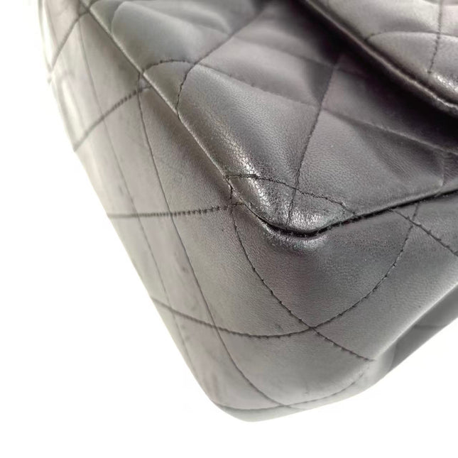 Chanel Classic Flap Jumbo Black Lambskin Leather Double Flap Silver Hardware 2013-2014