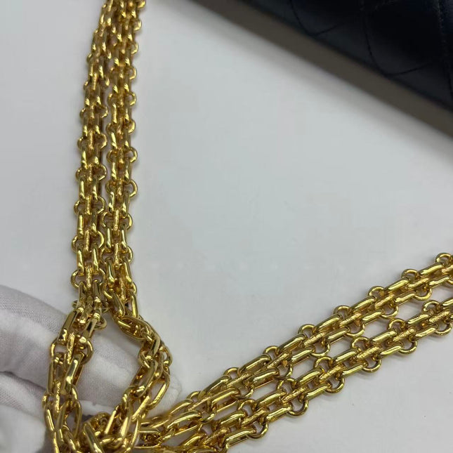 Chanel Classic Flap Vintage Black Lambskin Leather with Gold Hardware Chain Strap