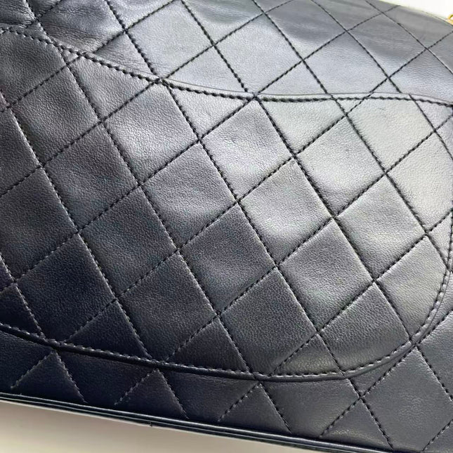 Chanel Classic Flap Vintage Black Lambskin Leather with Gold Hardware Chain Strap