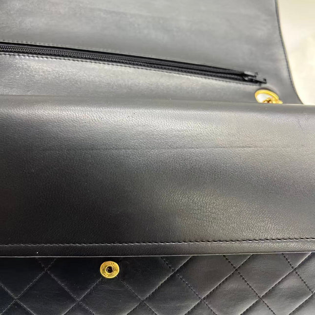 Chanel Classic Flap Vintage Black Lambskin Leather with Gold Hardware Chain Strap