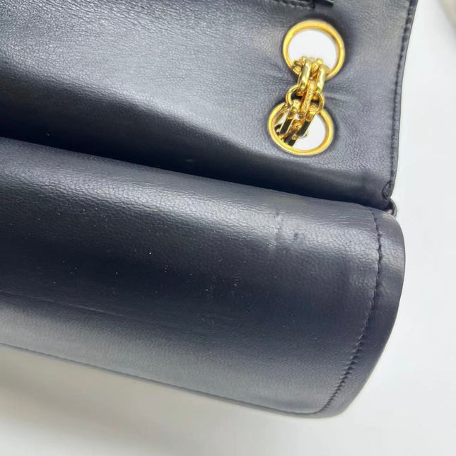 Chanel Classic Flap Vintage Black Lambskin Leather with Gold Hardware Chain Strap