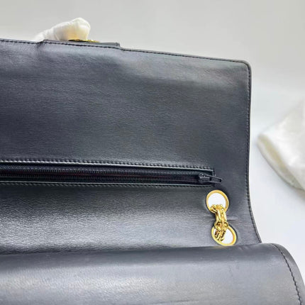 Chanel Classic Flap Vintage Black Lambskin Leather with Gold Hardware Chain Strap