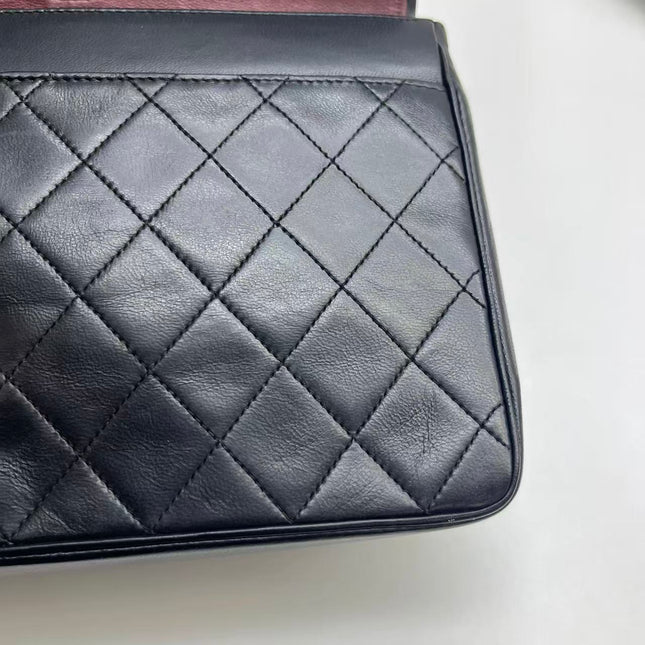 Chanel Classic Flap Vintage Black Lambskin Leather with Gold Hardware Chain Strap