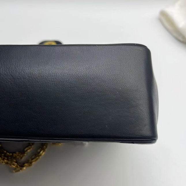 Chanel Classic Flap Vintage Black Lambskin Leather with Gold Hardware Chain Strap