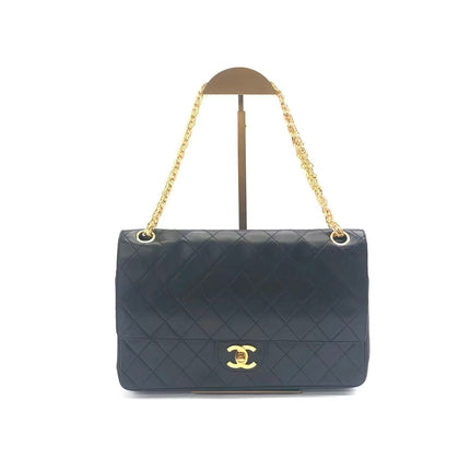 Chanel Classic Flap Vintage Black Lambskin Leather with Gold Hardware Chain Strap