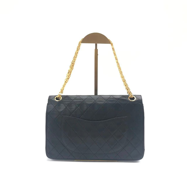 Chanel Classic Flap Vintage Black Lambskin Leather with Gold Hardware Chain Strap