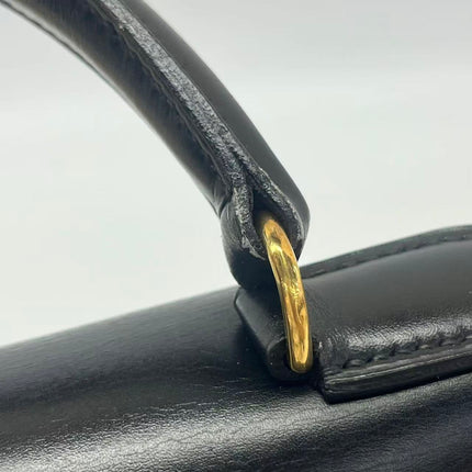 Hermes Kelly 32 Sellier Black Box Leather Gold HW 1989