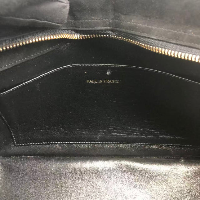 Chanel Matelasse Black Suede Gold Double Chain Coco Charm Medium Shoulder Bag