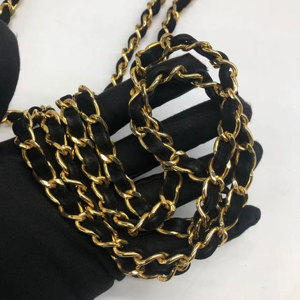 Chanel Matelasse Black Suede Gold Double Chain Coco Charm Medium Shoulder Bag