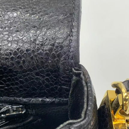 Chanel Vertical Mini Chevron Quilted Black Caviar Leather Crossbody Bag
