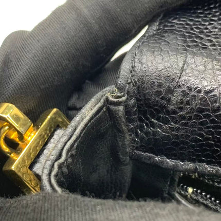 Chanel Vertical Mini Chevron Quilted Black Caviar Leather Crossbody Bag